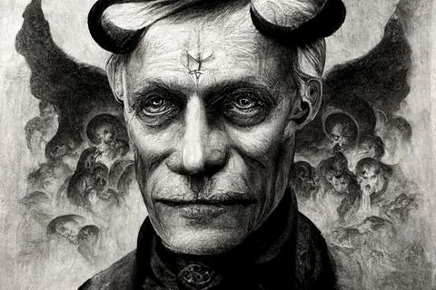 Portrait of devil, Illustration, drawing Stock Illustration