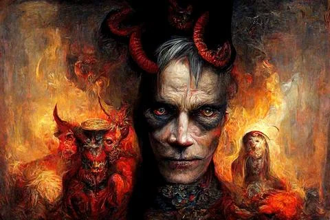 Portrait of devil, Illustration, drawing Stock Illustration