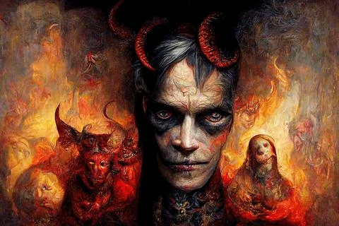 Portrait of devil, Illustration, drawing Stock Illustration