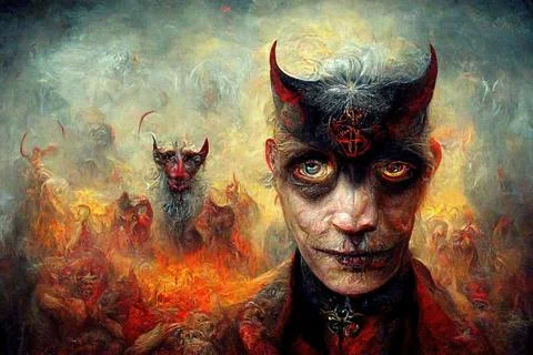 Portrait of devil, Illustration, drawing Stock Illustration