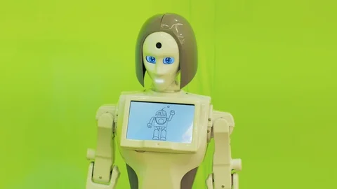 Portrait of a display robot. Modern robot at the exhibition of new technologies 스톡 동영상 107120069