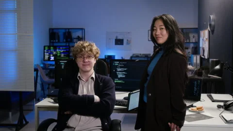 Portrait of Diverse Cybersecurity Analysts Looking at Camera in Office Stock Footage 347292573