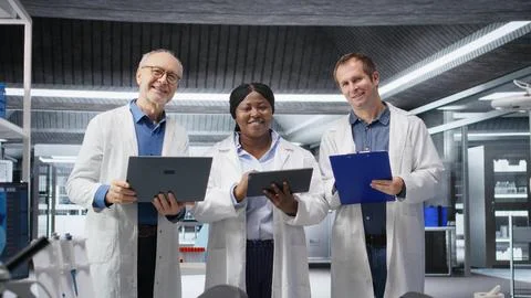 Portrait of diverse group of experts in the science lab conduct a research study Stock Photos