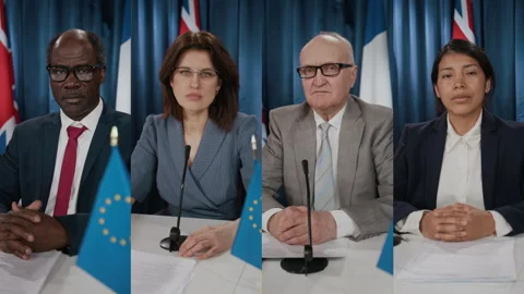 Portrait of Diverse Politicians Looking at Camera in Split Screen Stock Footage 337047408