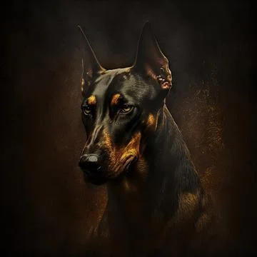 Portrait of a Doberman Stock Illustration