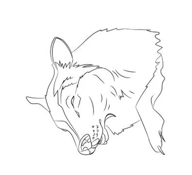 Portrait of a dog that sleeps, lines, vector Stock Illustration