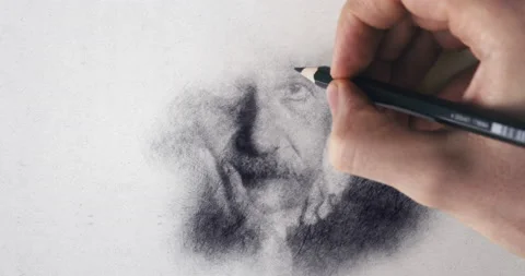 Portrait Drawing. Albert Einstein, Theoretical Physicist. Stock Footage 231121353