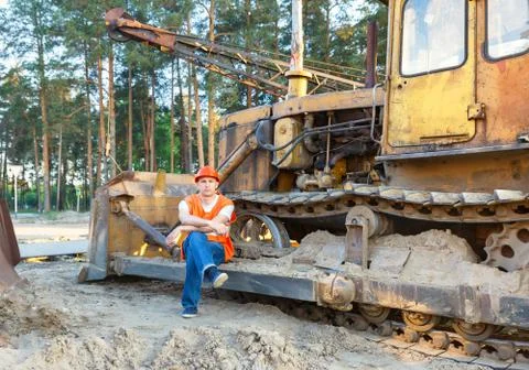 Portrait of driver  construction equipment Stock Photos