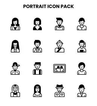 Portrait DuoTone Bundle Icons Pack Stock Illustration