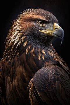 Portrait of a eagle on a dark background. Ai generated illustration Illustrazione stock