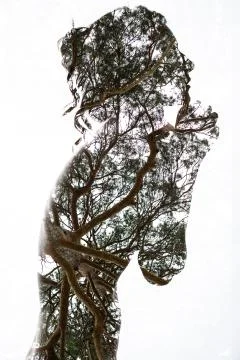 Portrait with the effect of multiple exposure Foto stock