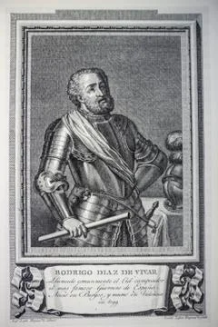 Portrait of El Cid by .Jose Lopez Enguidanos cartoonist Stock Illustration