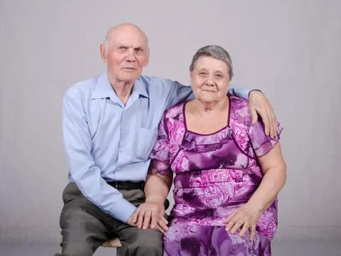 Portrait of an elderly couple eighty years Stock Photos