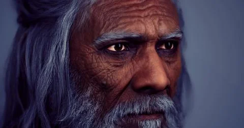Portrait of an elderly man with deep wrinkles and wise expression Stock Illustration