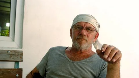 Portrait of an elderly man. Selective focus. Stock Photos
