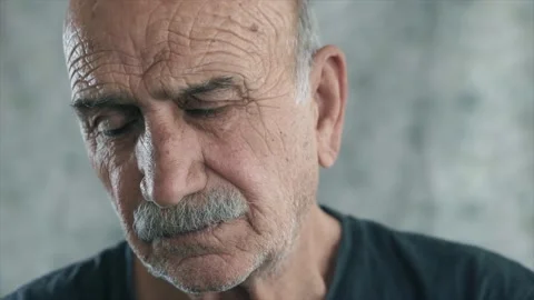 Portrait of elderly old man. Old face, looking to camera, close up elderly pe Stock Footage 132972583