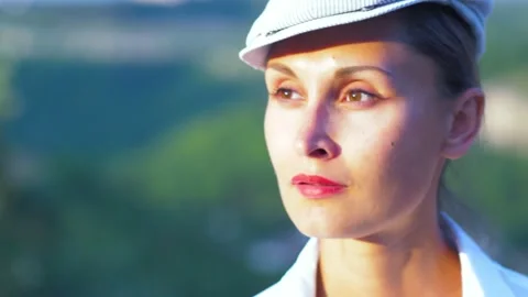 Portrait of the elegant lady with the map Stock Footage 135781512