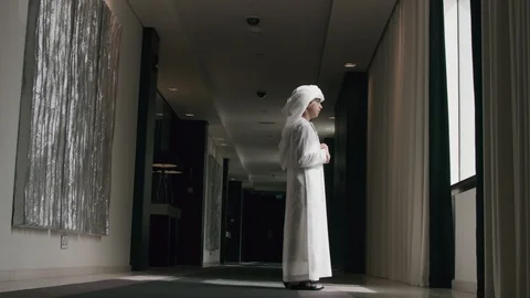 Portrait of an Emirati boy by the window. Stock Footage 105803995