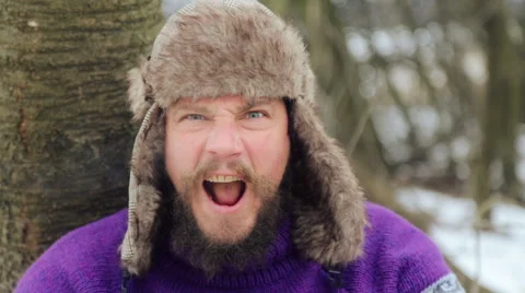 Portrait of emotional man with a beard. Stock Footage 59658649