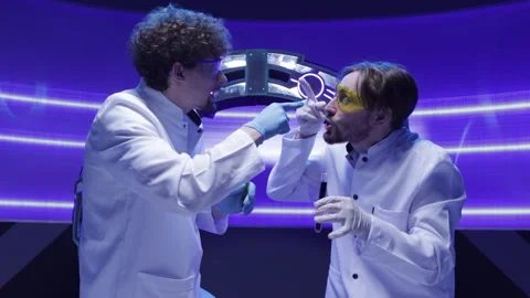Portrait of emotional medical workers developing new clinical trials in the lab Stock Footage 240330676