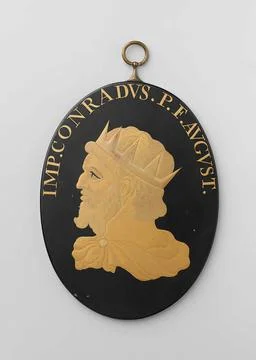 Portrait of Emperor Conrad II. Oval plaque with portrait of a man, shoulde... Stock Photos