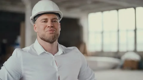 Portrait engineer builder, great design for any purposes. Technology concept Stock Footage 130775997