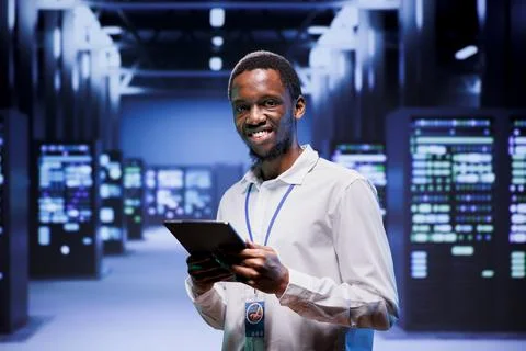 Portrait of engineer in data center 스톡 사진