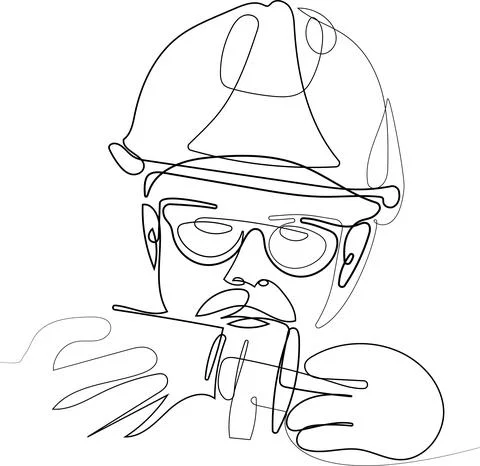 Portrait engineer hard hat connects two components Stock Illustration
