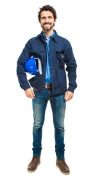 Portrait of an engineer isolated on white 写真素材