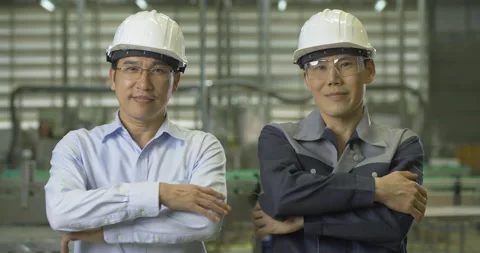Portrait of engineer man looking to camera at modern factory. Stock Footage 168074057
