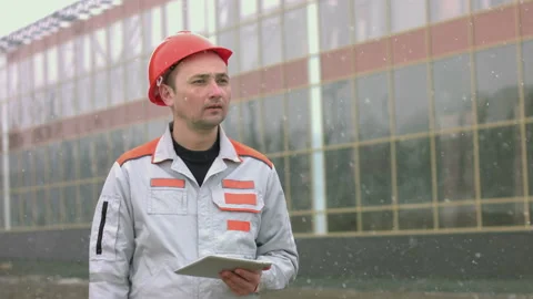 Portrait of an engineer or builder. Stock Footage 128107777