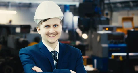 Portrait of an engineer working in a factory Stock Footage 167553705