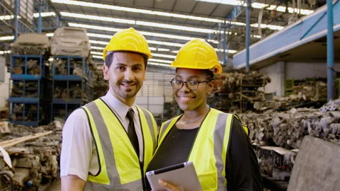 Portrait of Engineering people are working in  heavy industrial plant Engine  Stock Footage 151546290