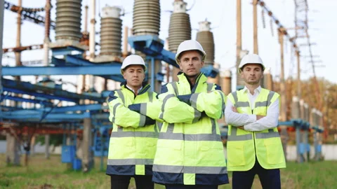 Portrait engineers or architects crossing arms and looks at the camera. Workers Stock Footage 194624171