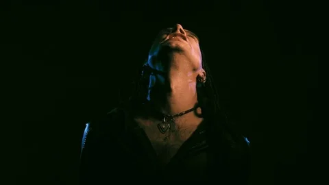 Portrait of evil possessed man Stockbeeldmateriaal 74630966