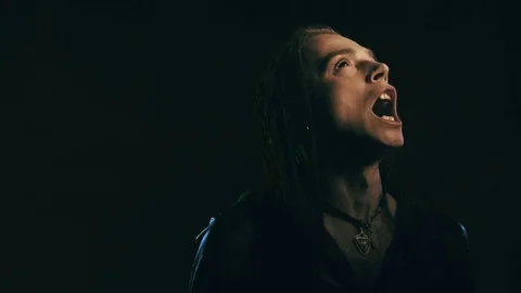 Portrait of evil possessed man Stock Footage 74631155