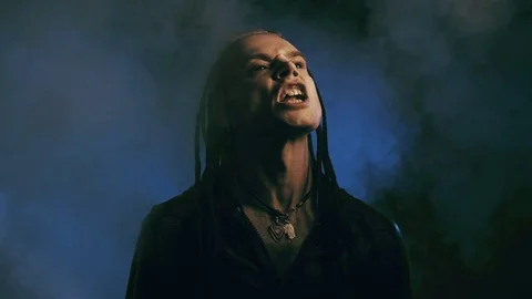 Portrait of evil possessed man Stock Footage 74631394