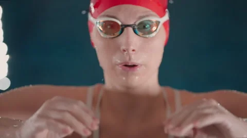 Portrait Of Exhausted Woman Swimmer In S... | Stock Video | Pond5