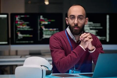 Portrait of Expert Computer Programmer Stock-Fotos