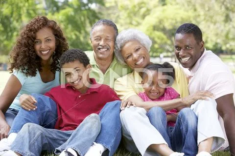 Portrait Of Extended Family Group In Park Stock-Fotos