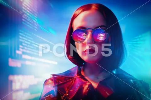 A portrait of an extravagant dark-haired lady. Modern fashion, beauty and sty Stock Photos