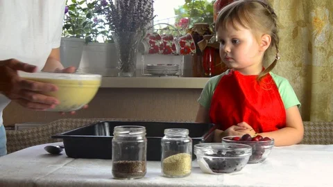 Portrait of faces, hands happy granny, granddaughter. toddler girl play with Stock Footage 111486992