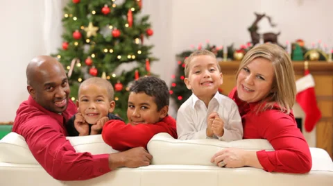 Portrait of family at Christmas Stock Footage