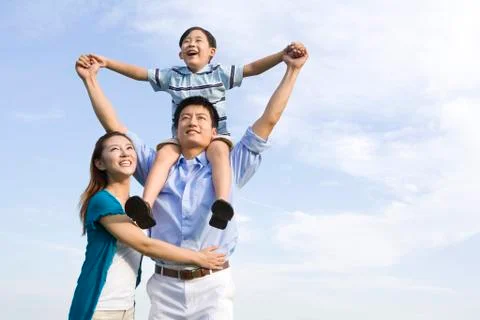 Portrait of a family of three Stock Photos
