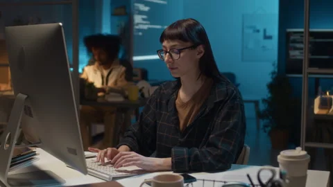 Portrait of Female Database Administrator at Workplace of IT Company Stock Footage 279625038