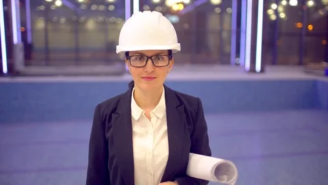 Portrait of Female engineer or architect. portrait of female architect with Stock Footage 87191094