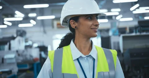 Portrait Female Industrial Engineer at Work Stock Footage 295304909
