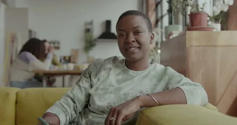 Portrait of Female Looking at Camera in Loft Apartment Stock Footage 237743669