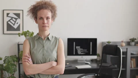 Portrait of Female Programmer at Home Office Stock Footage 171534637