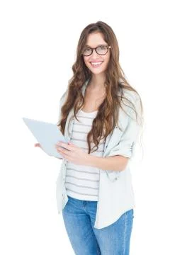 Portrait of female student using tablet 写真素材